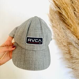 MENS RVCA Silver Grey Mesh Trucker Black Logo Snap Back Adjustable Baseball Hat